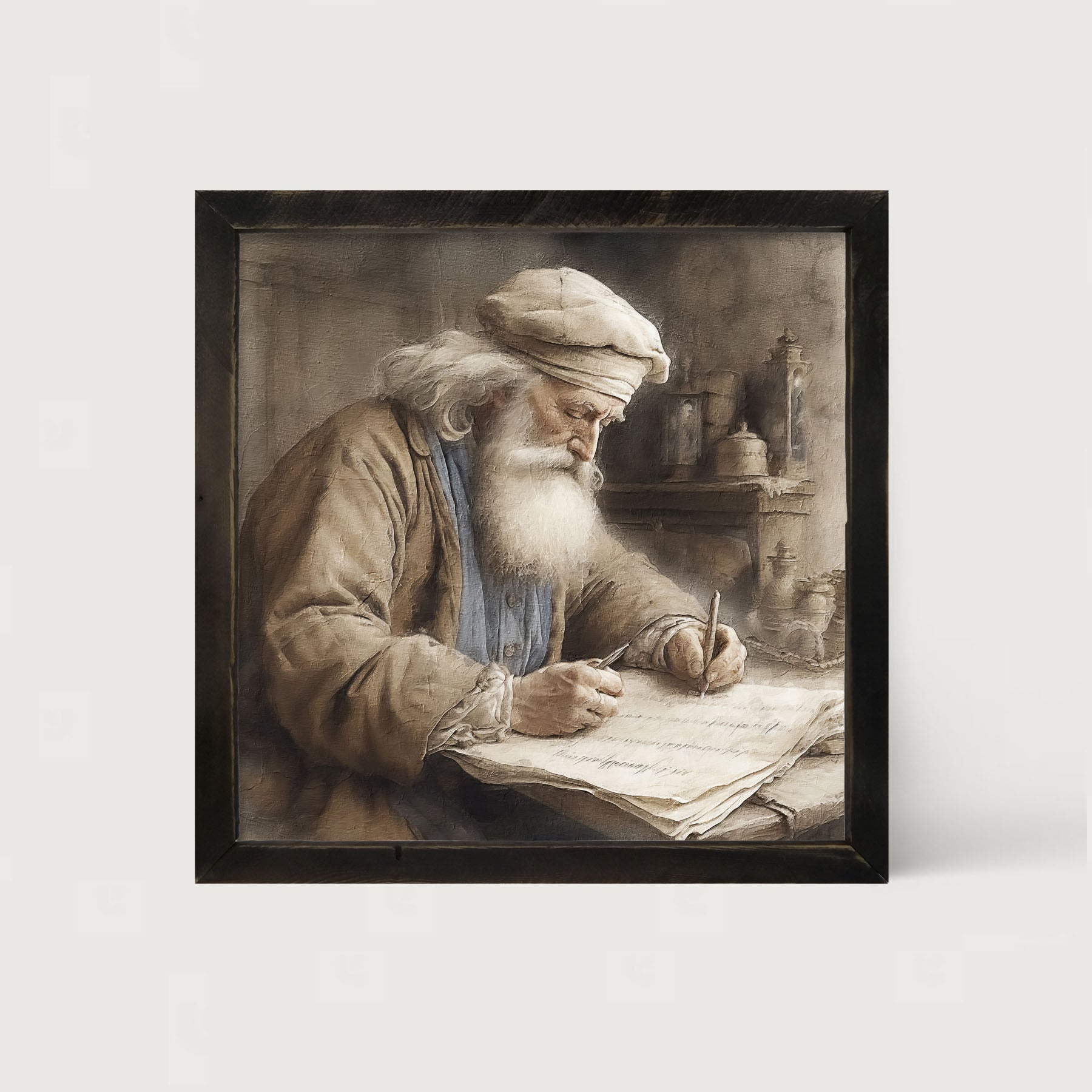 Santa Checking his List - Framed art
