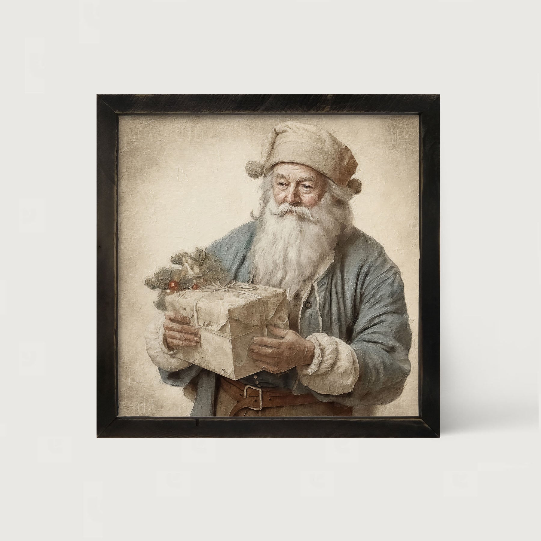 Santa handing out a present