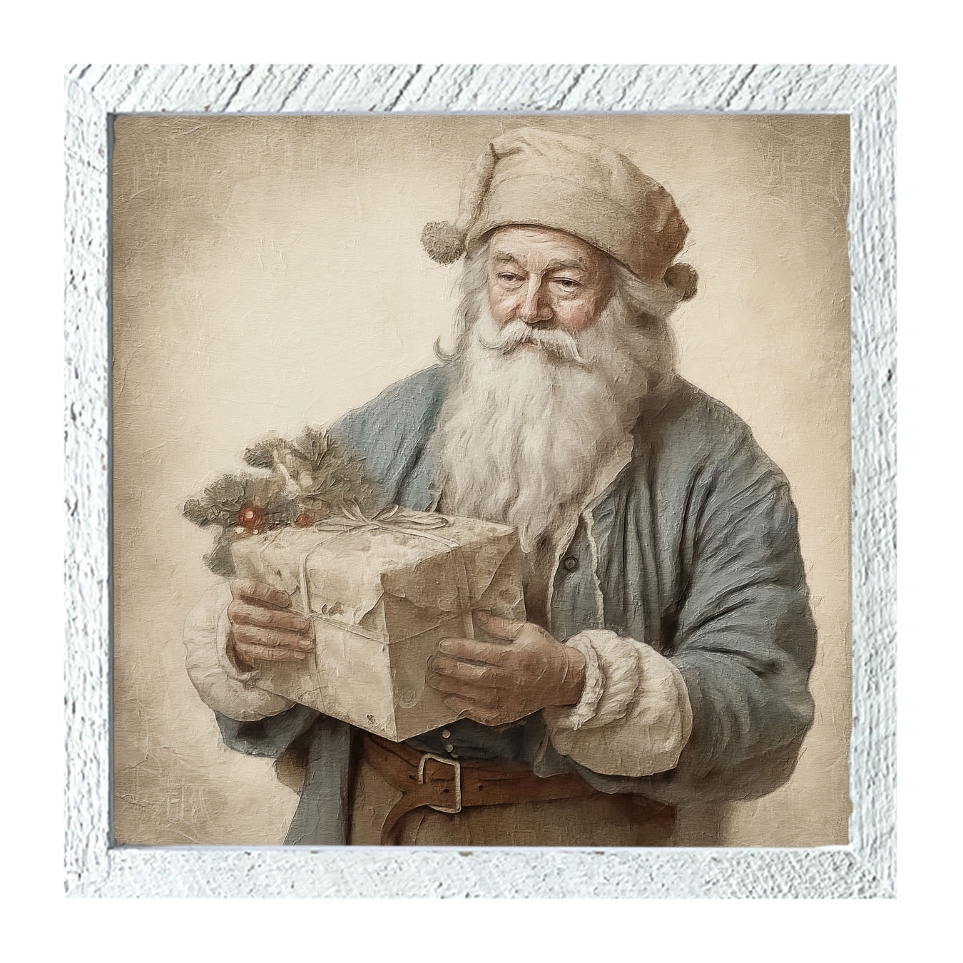 Santa handing out a present - Framed art
