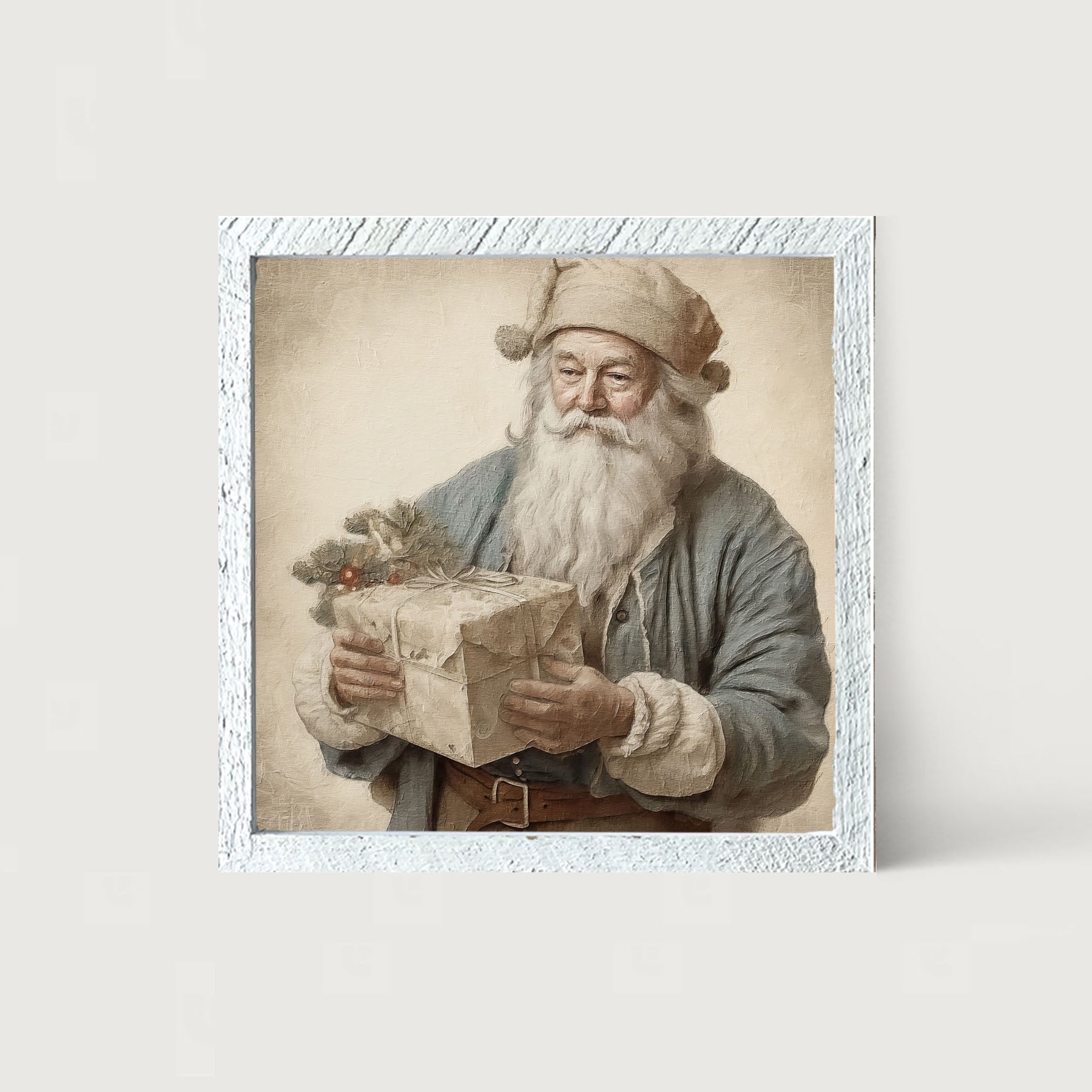 Santa handing out a present