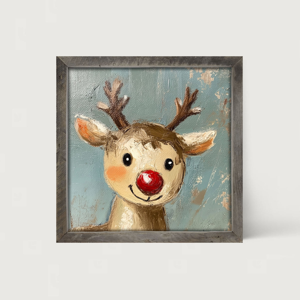 Santa's Red-Nosed Reindeer - Framed Art