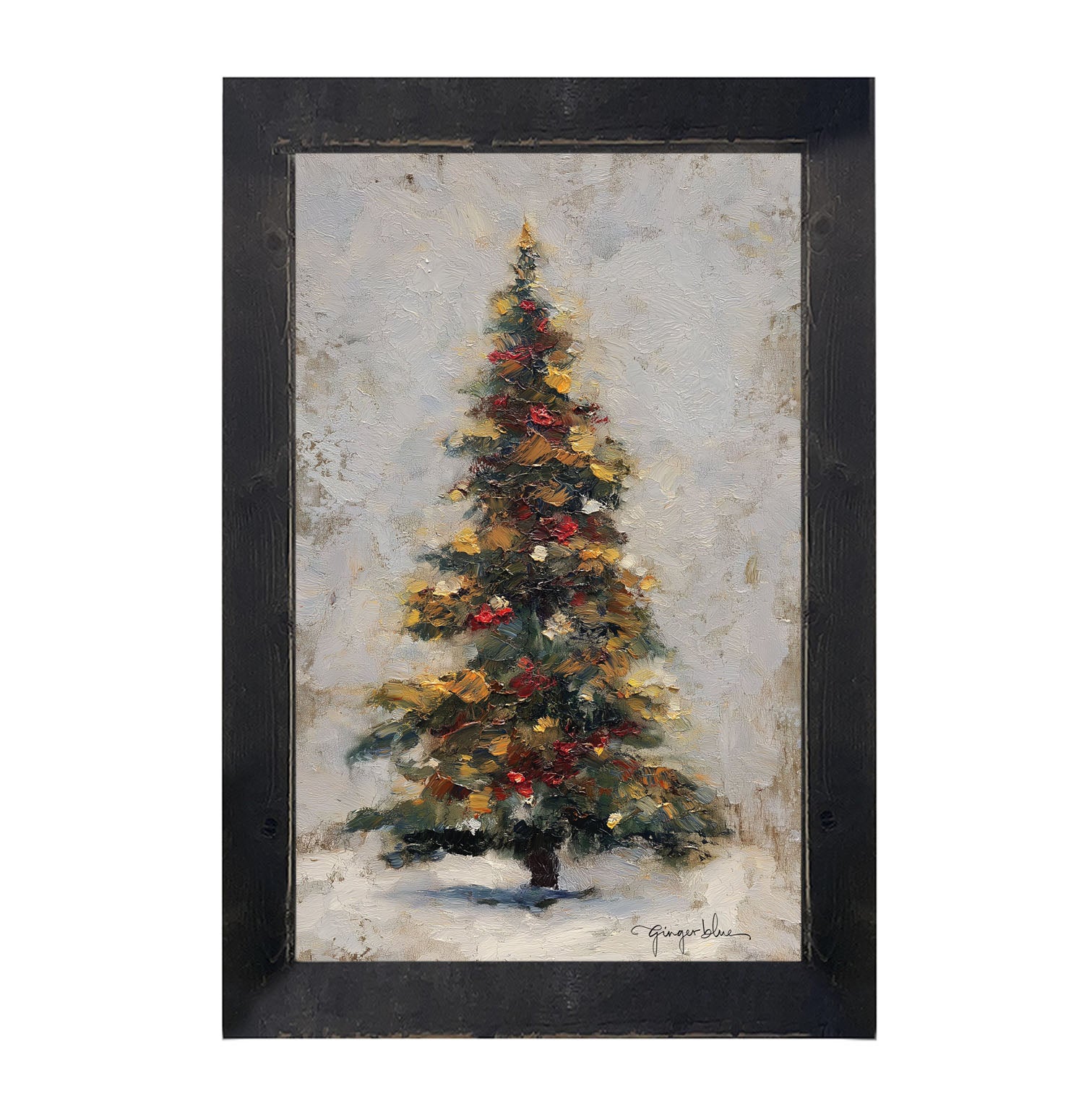 White Background Christmas Tree - Framed Art