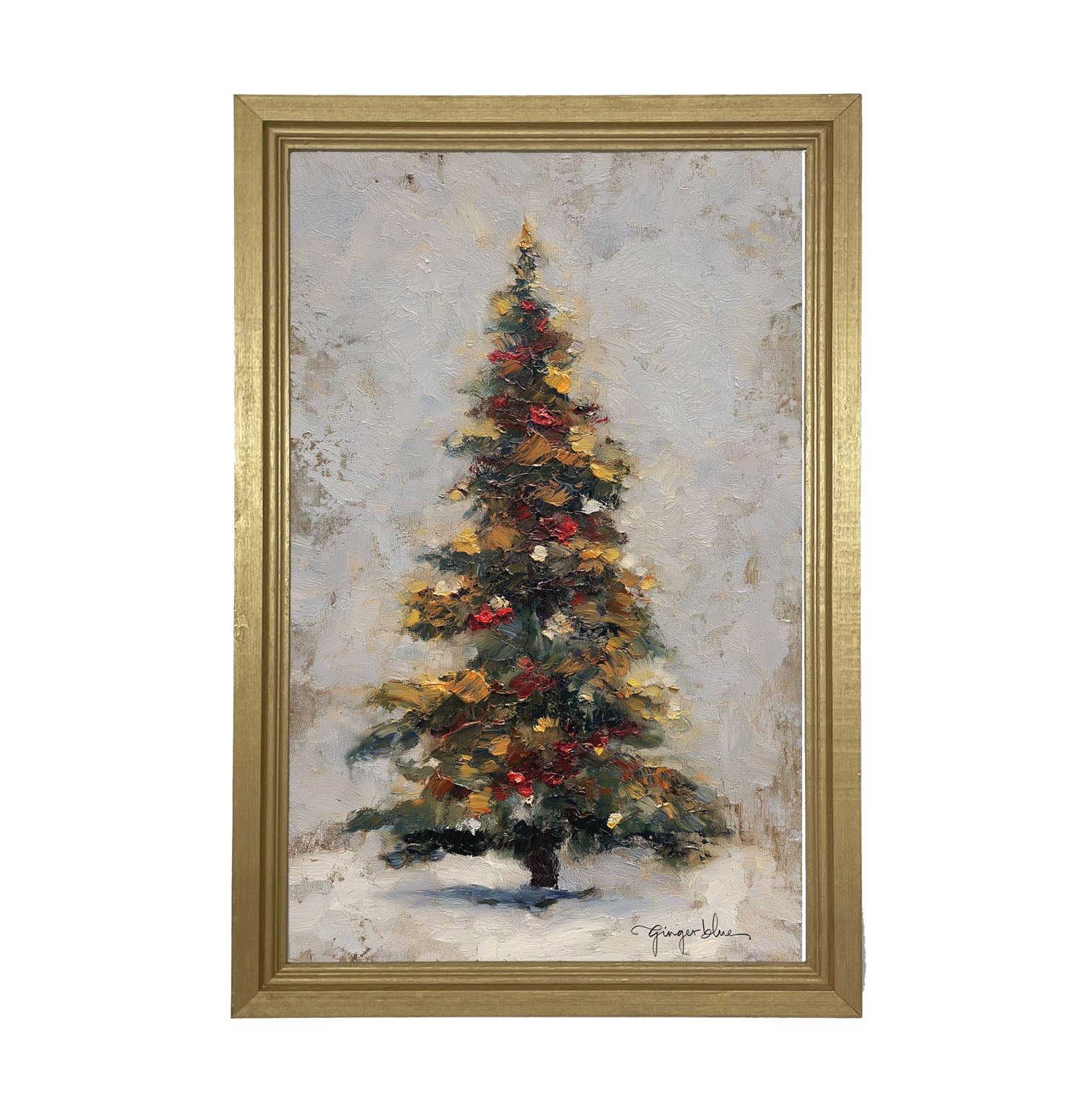 White Background Christmas Tree - Framed Art
