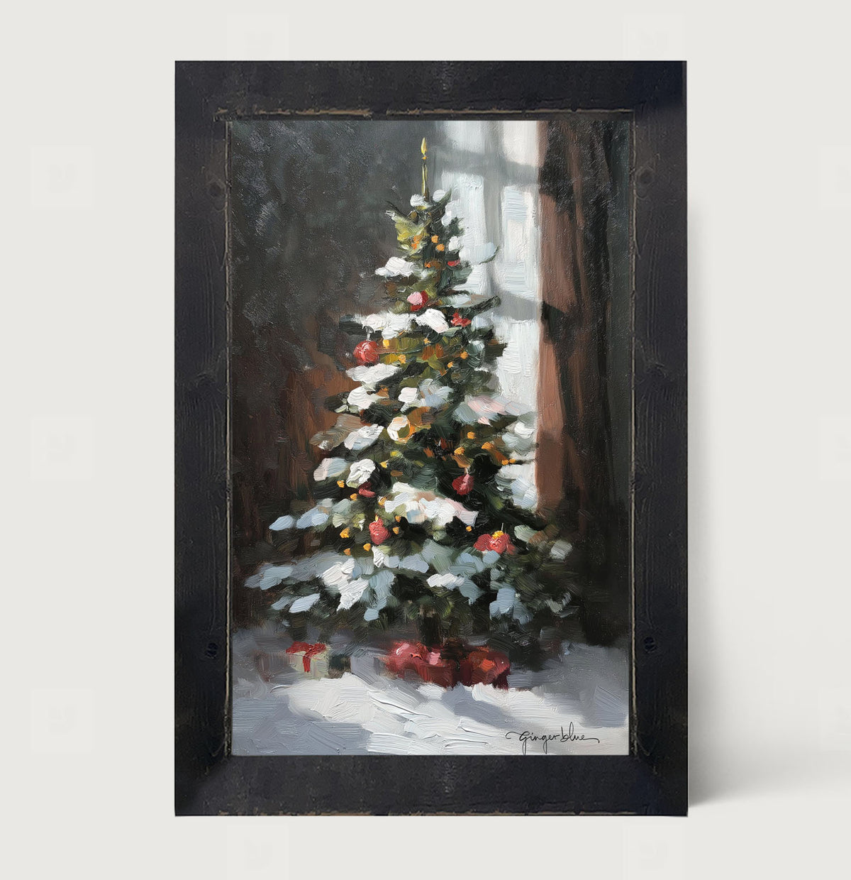 Christmas Tree near Window - Framed Art