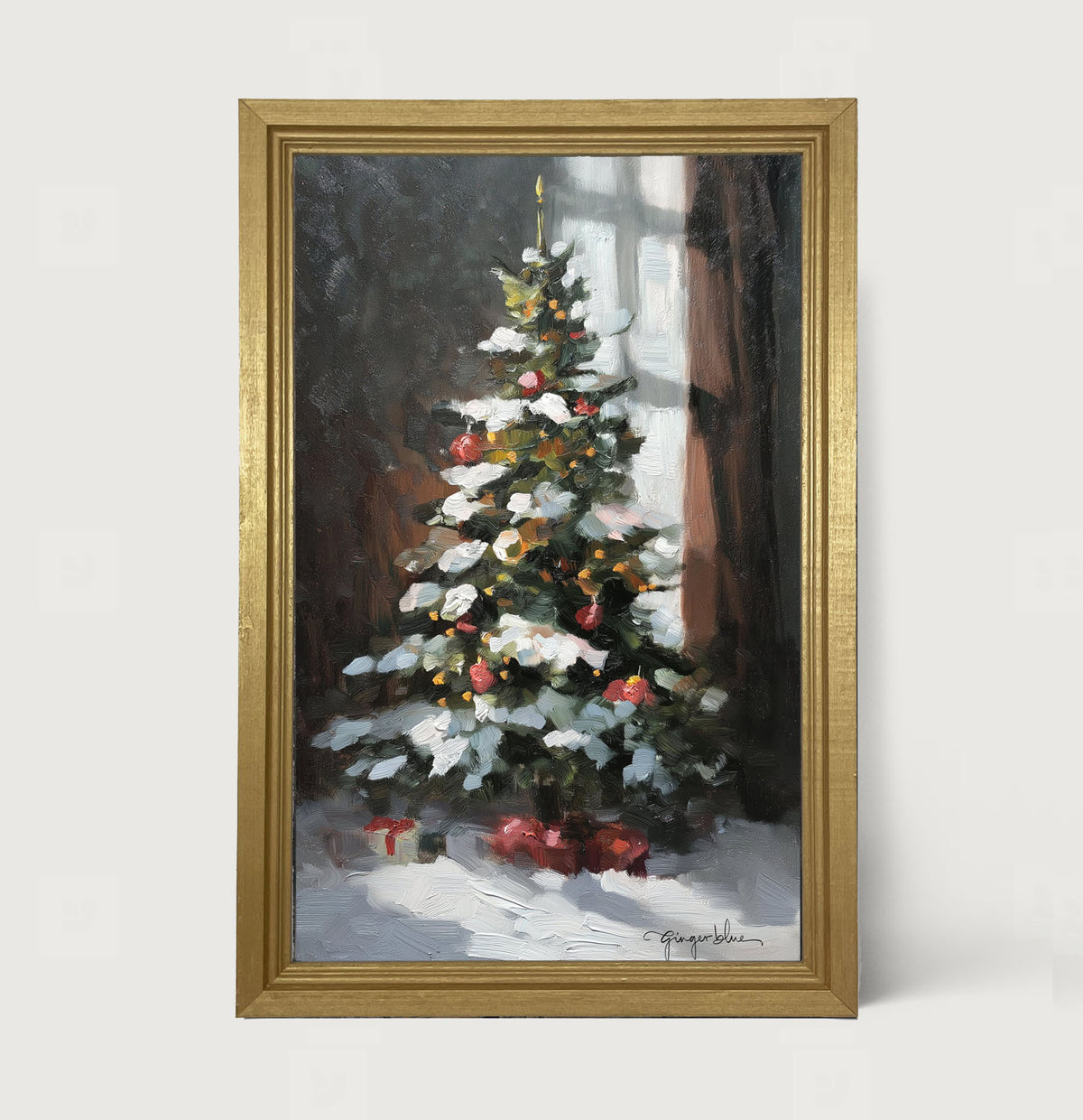 Christmas Tree near Window - Framed Art