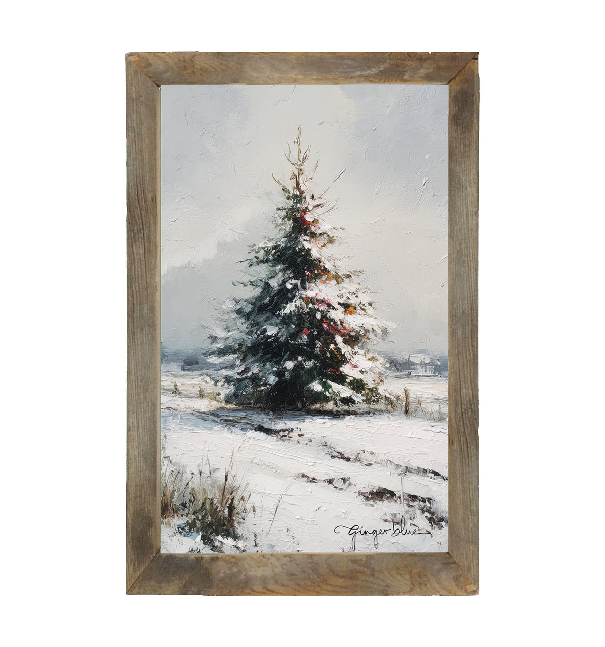 Christmas Tree near Fence - Framed Art
