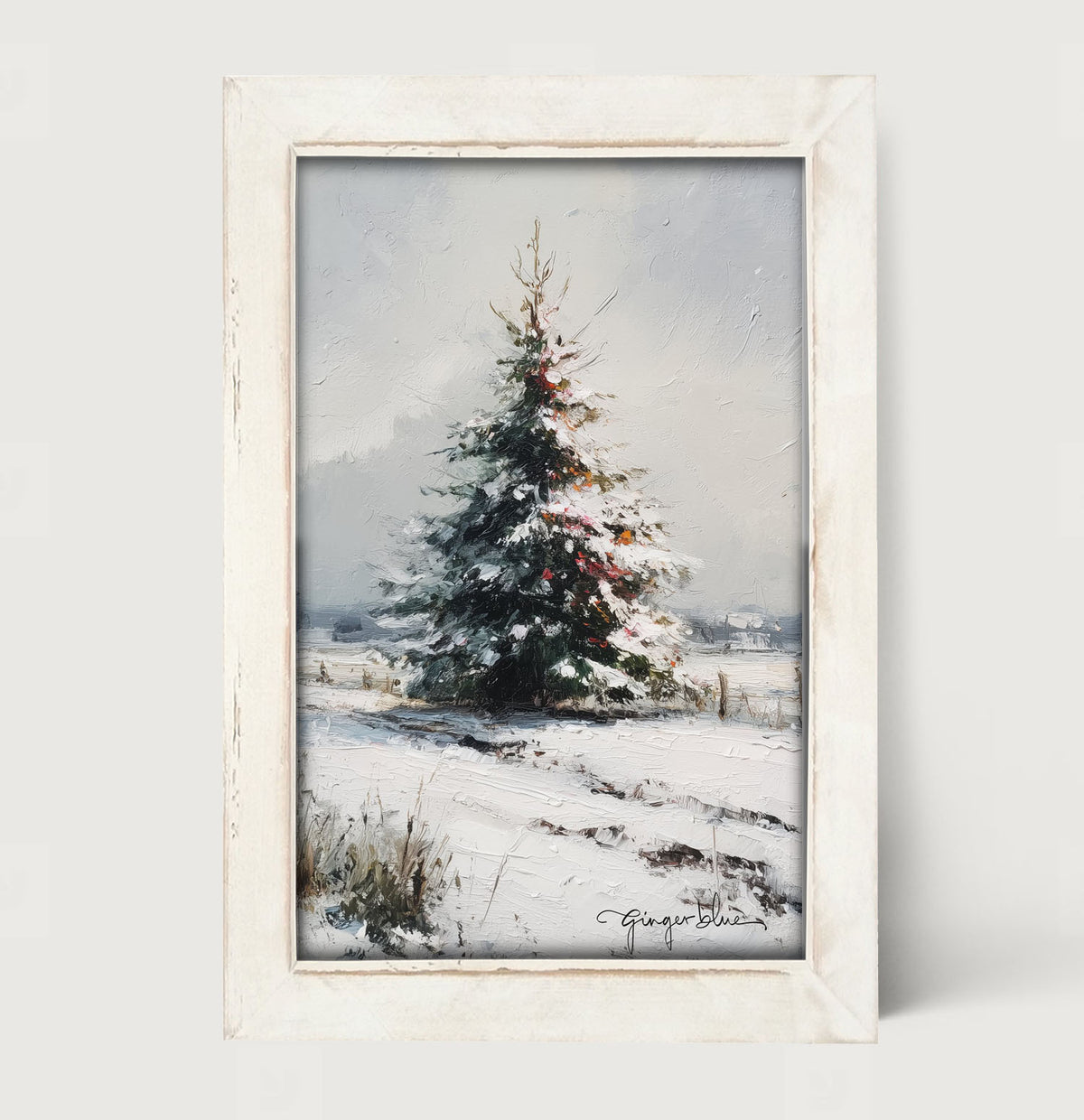 Christmas Tree near Fence - Framed Art