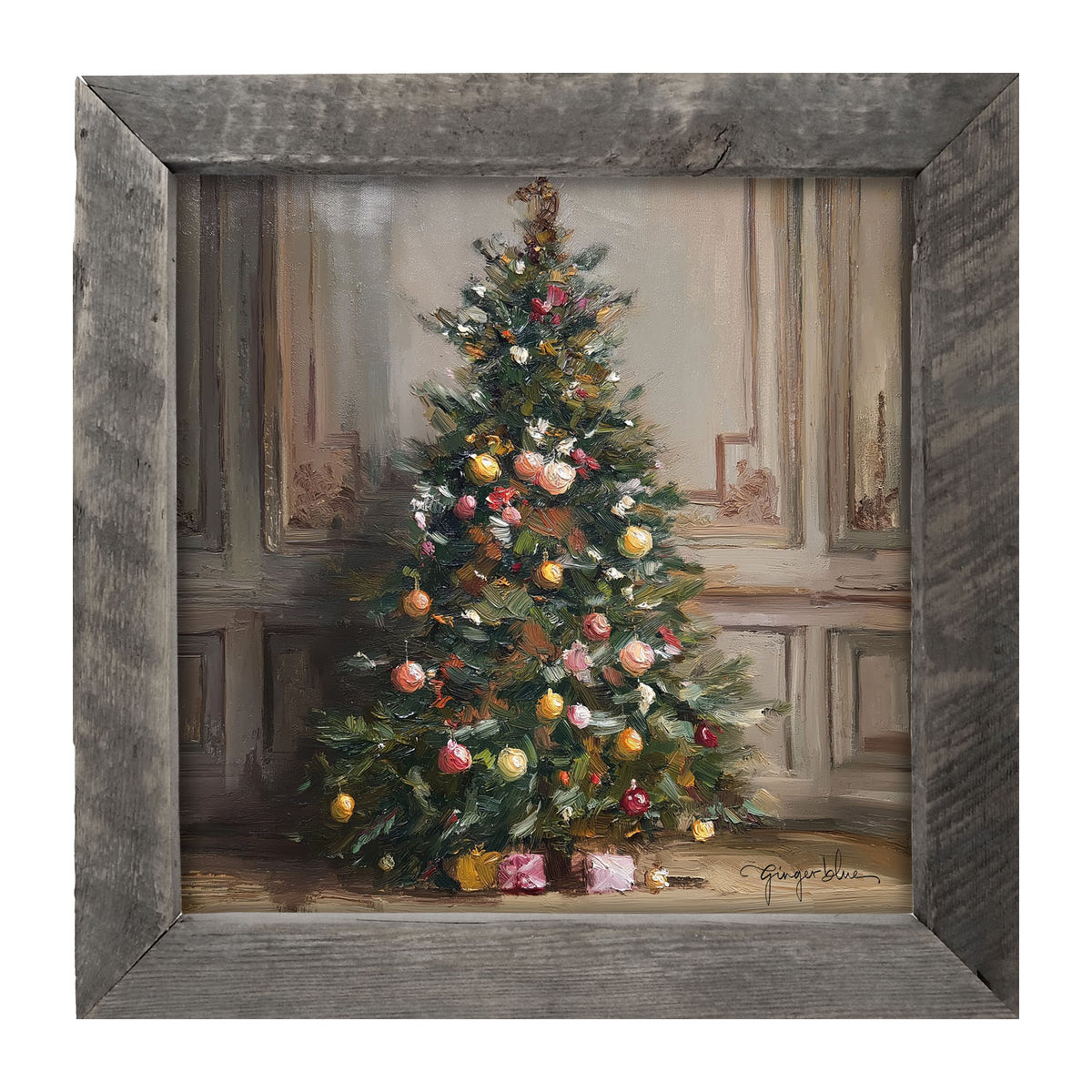 Christmas Tree with Presents - Framed Art