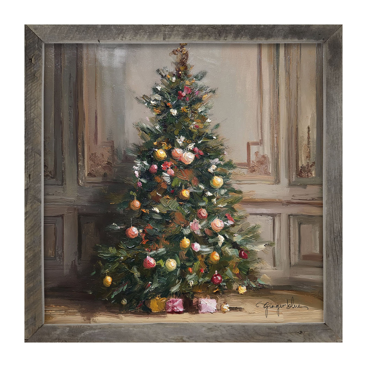 Christmas Tree with Presents - Framed Art