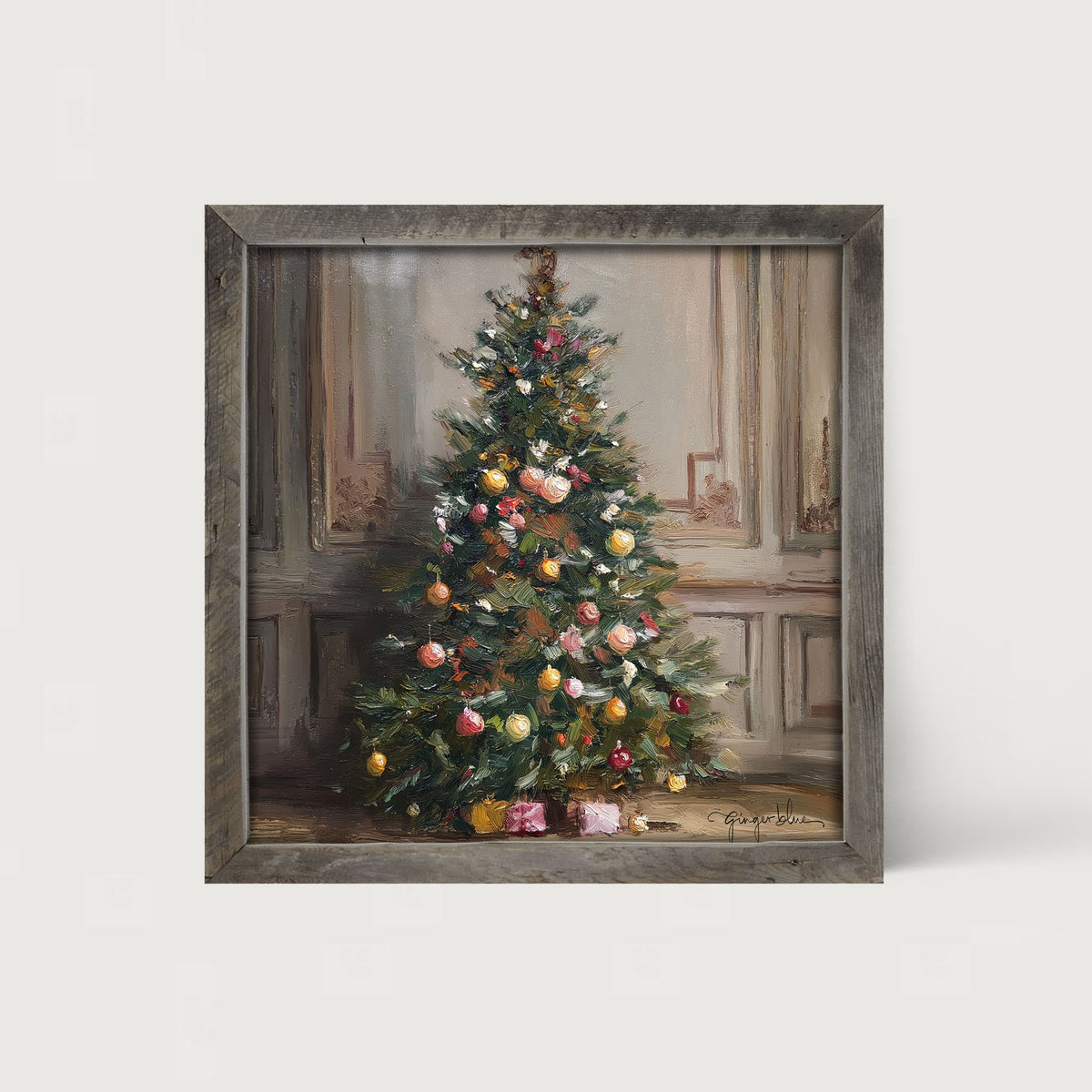 Christmas Tree with Presents - Framed Art