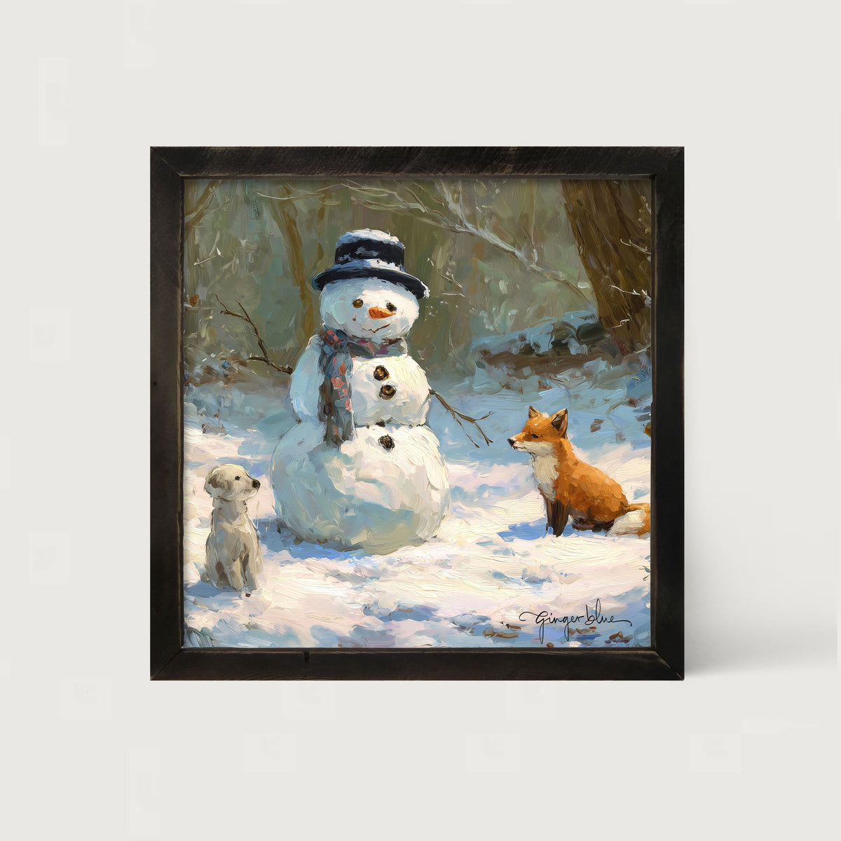 Snowman with Dog and Fox