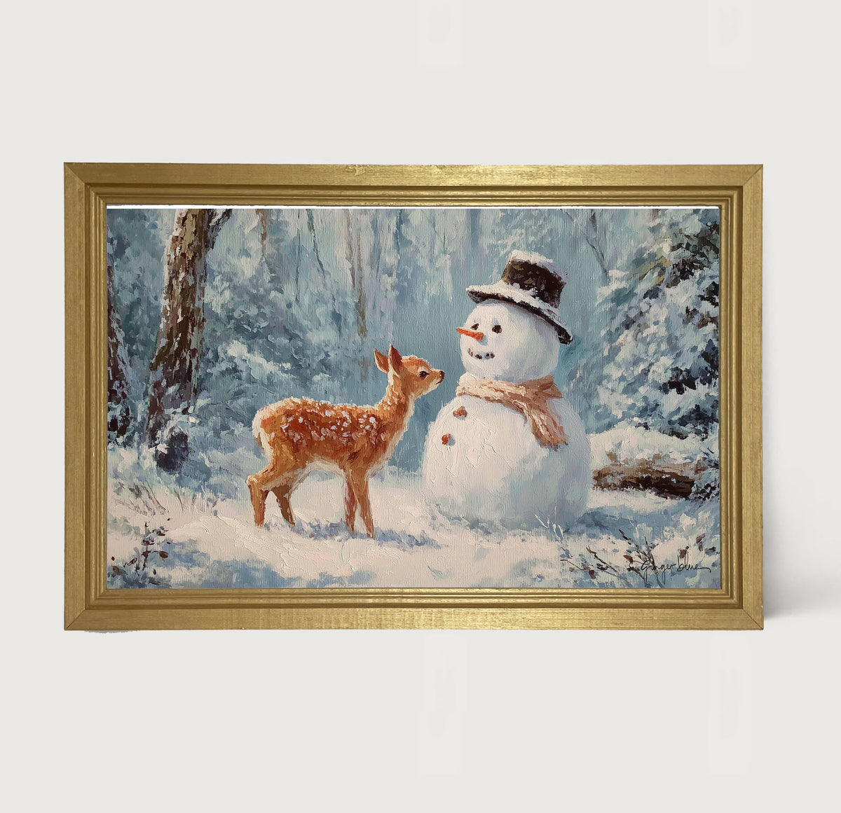 Deer with Snowman Friend
