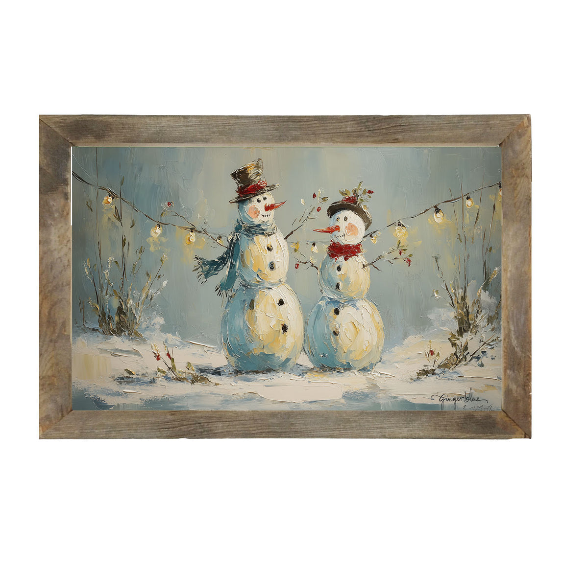 Snowman Couple - Framed Art