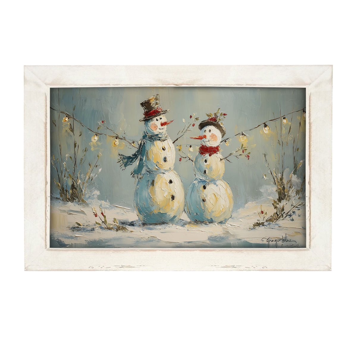 Snowman Couple - Framed Art