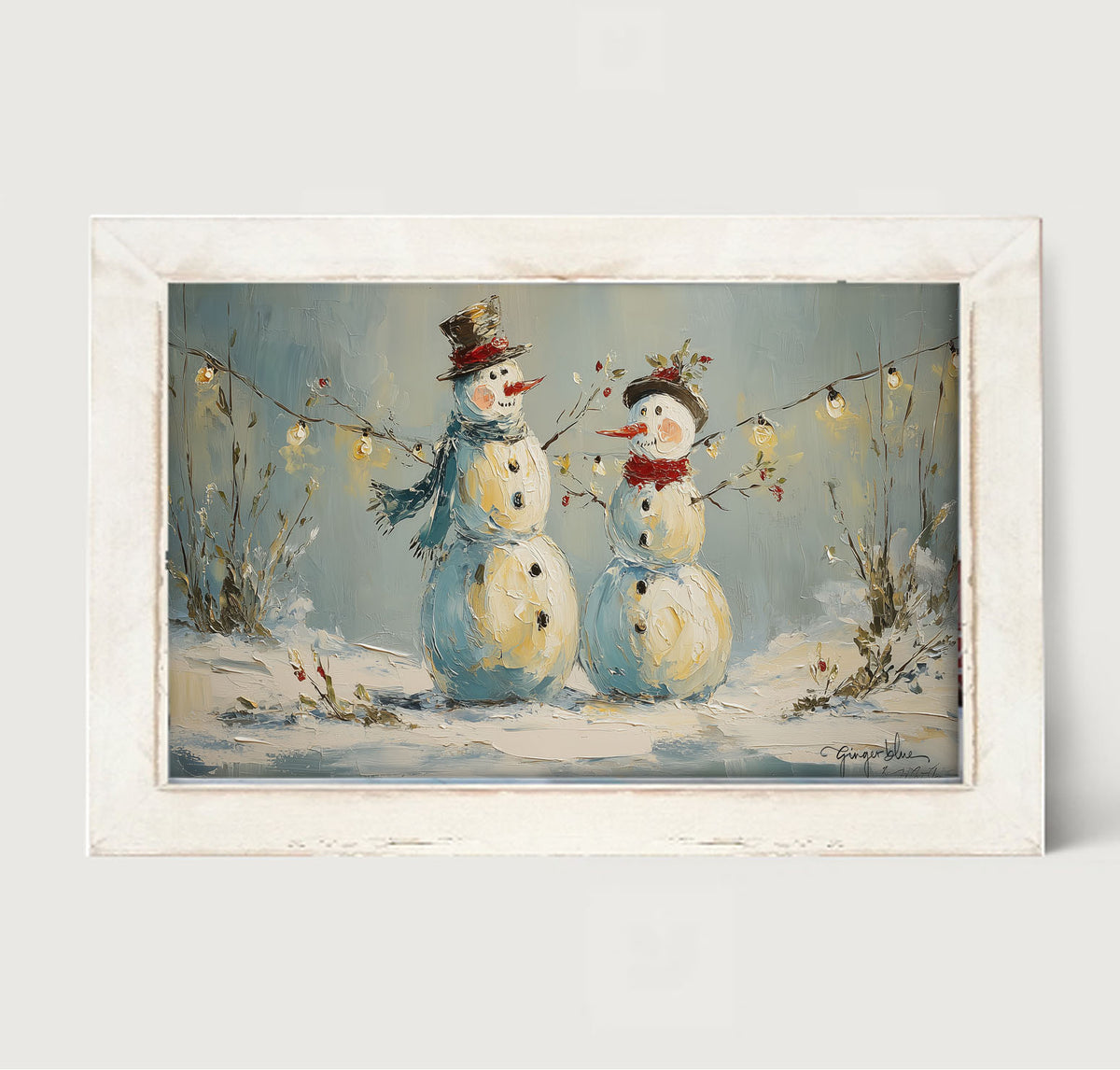 Snowman Couple - Framed Art