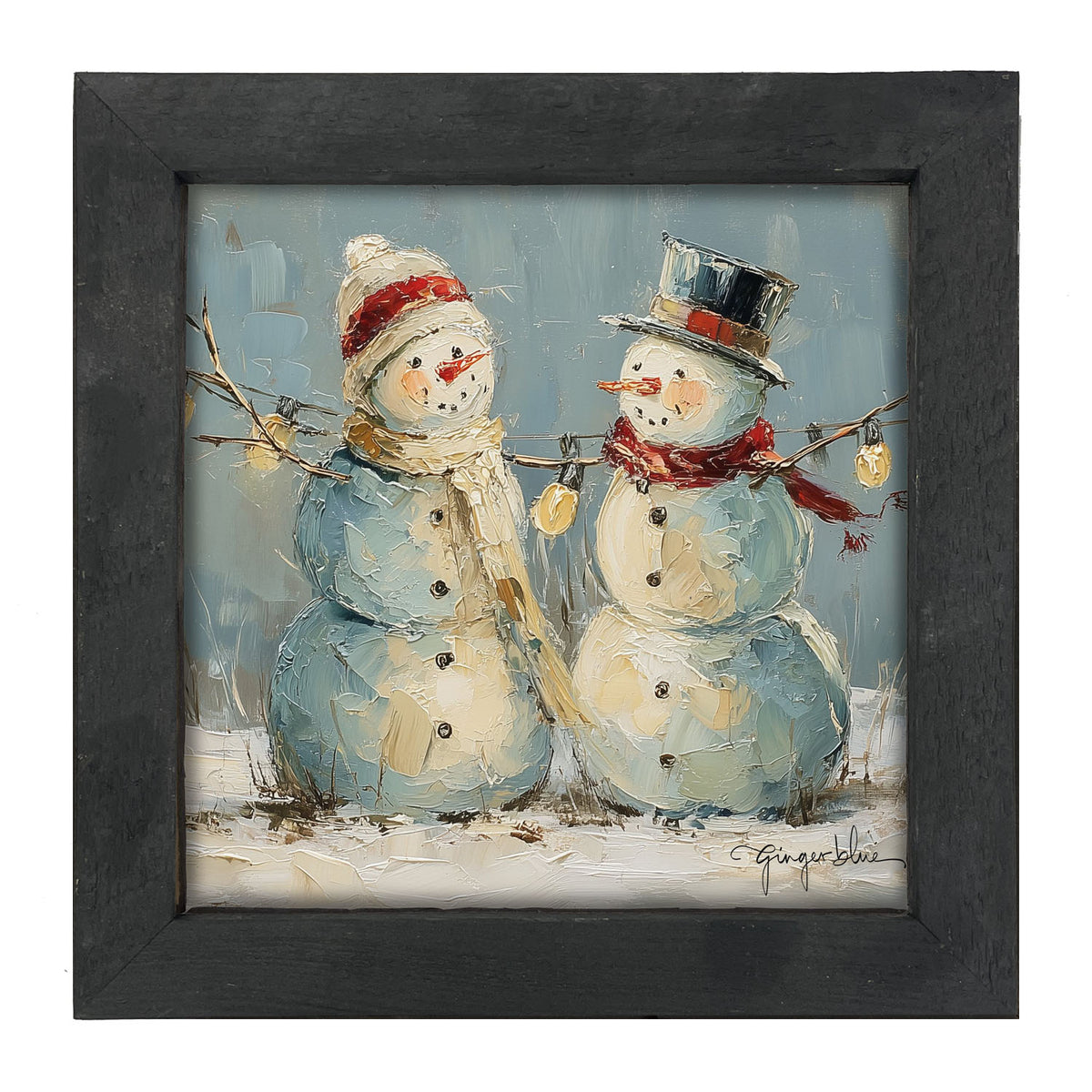 Two Snowmen - Framed Art