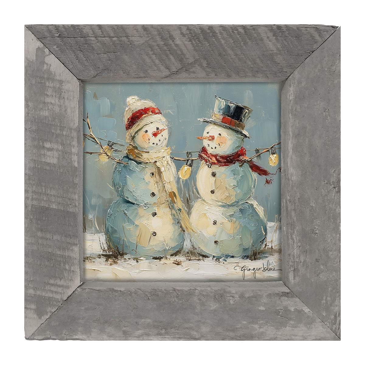 Two Snowmen - Framed Art