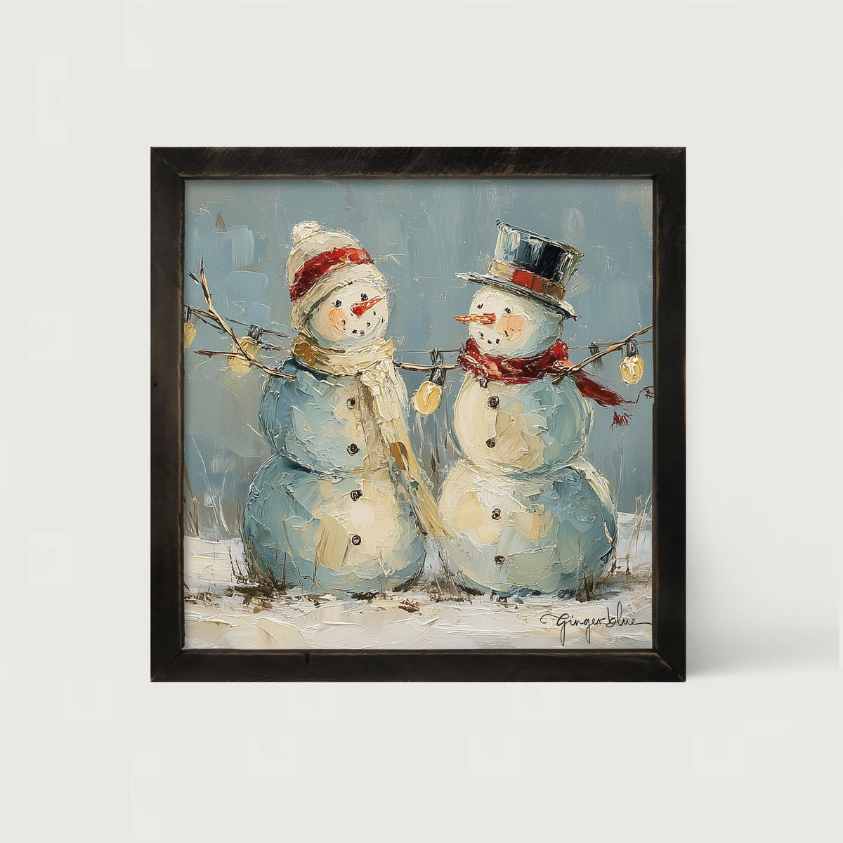Two Snowmen - Framed Art