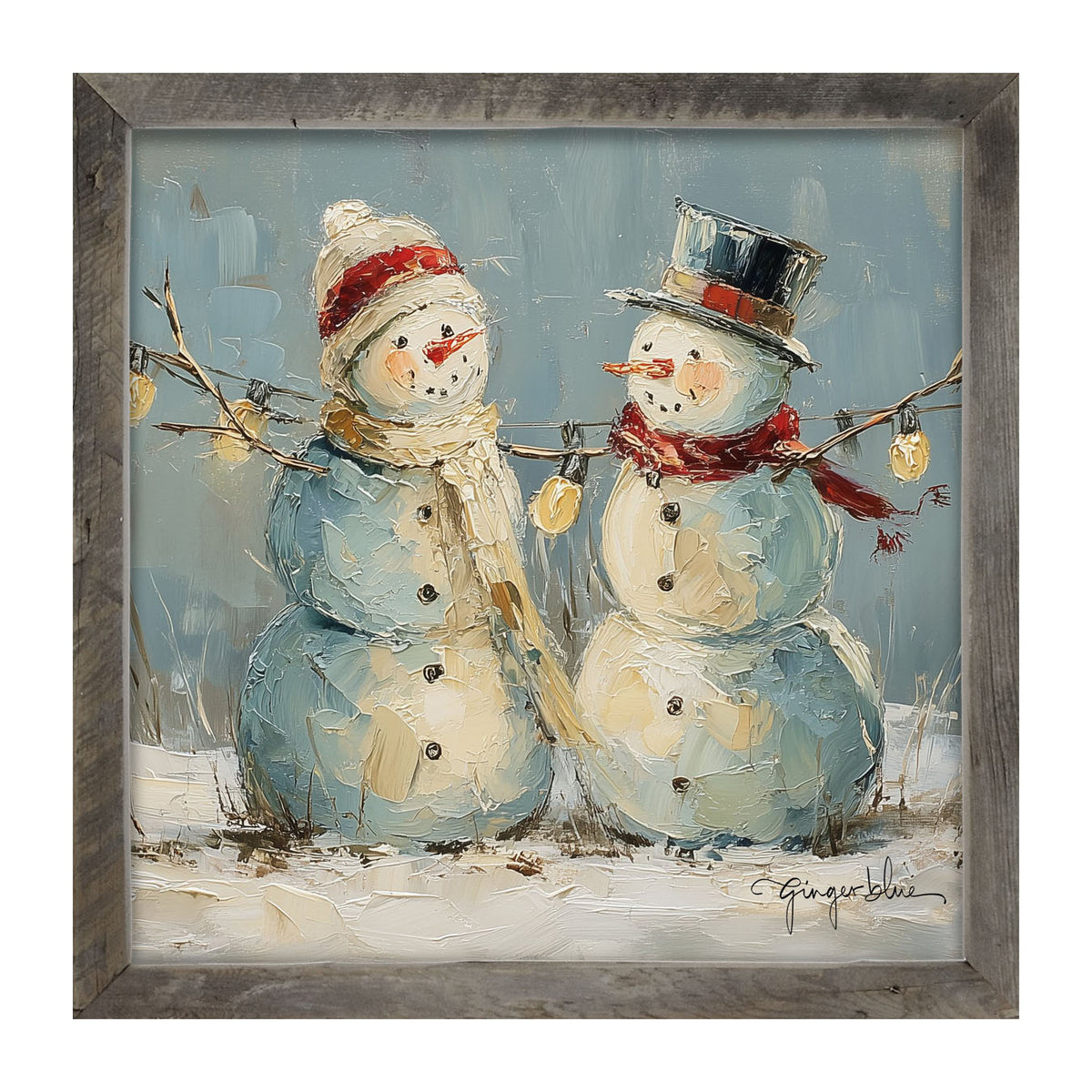 Two Snowmen - Framed Art
