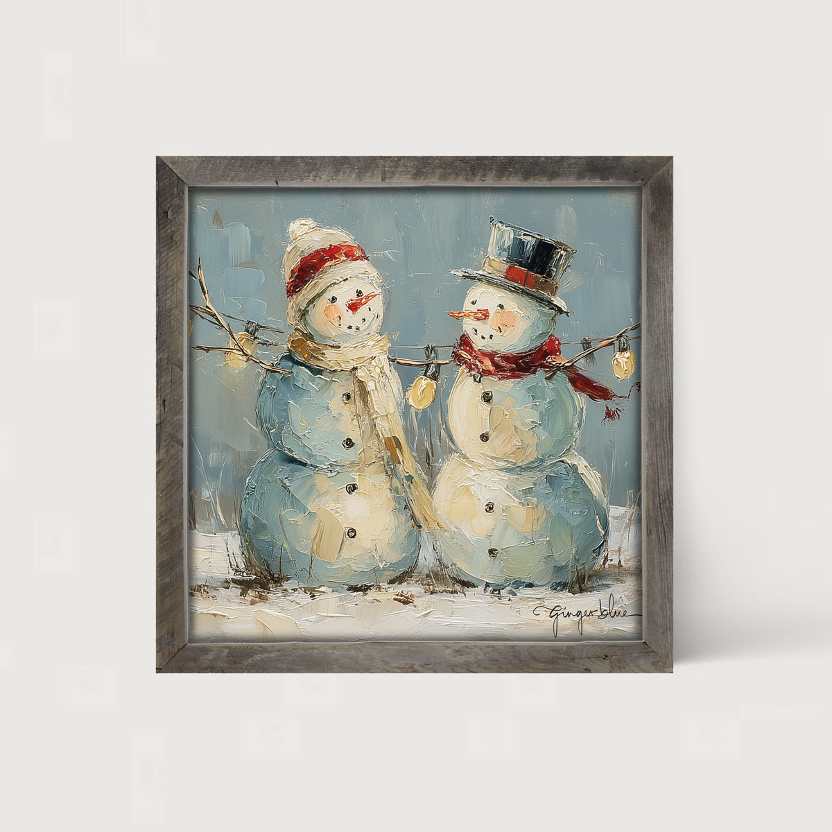 Two Snowmen - Framed Art