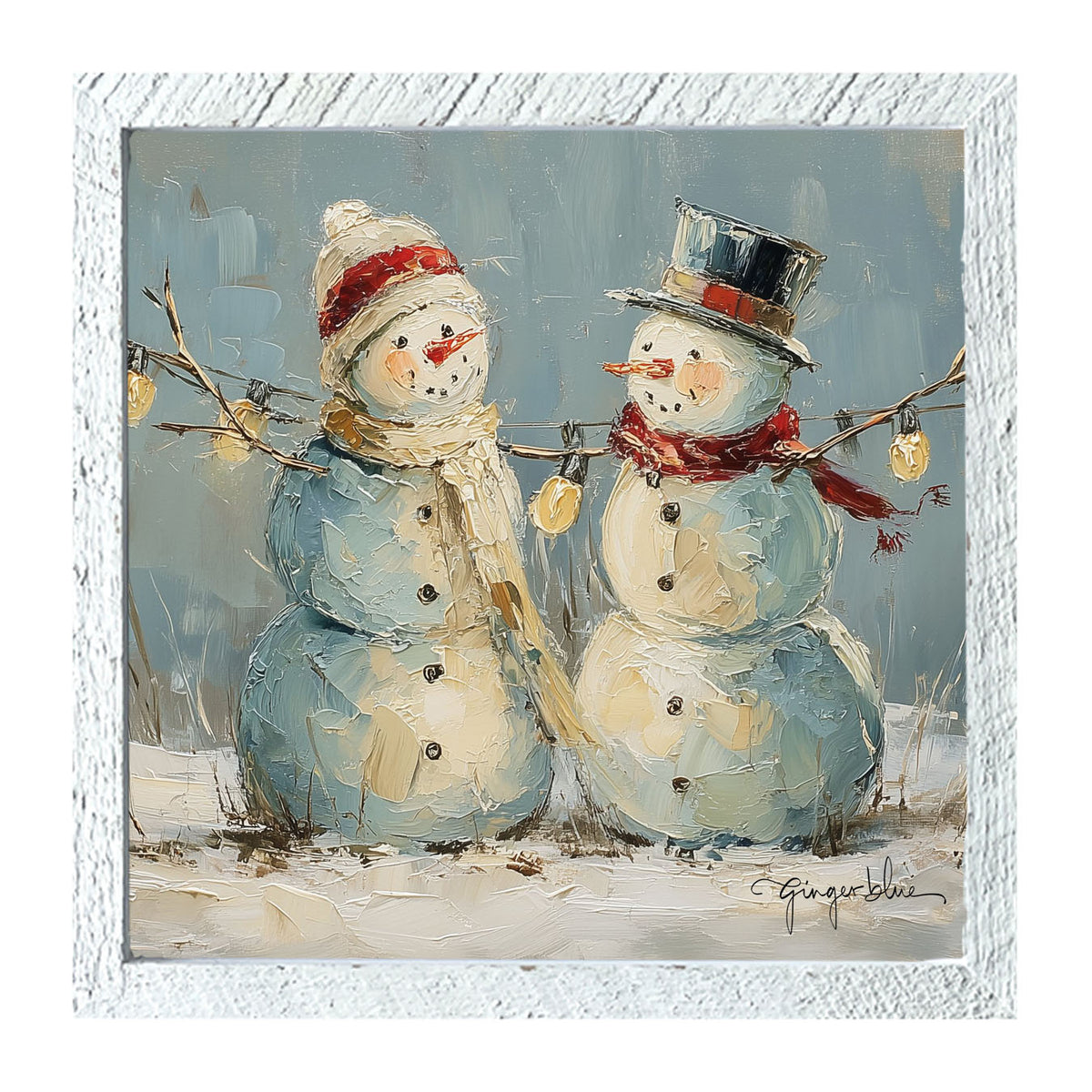 Two Snowmen - Framed Art