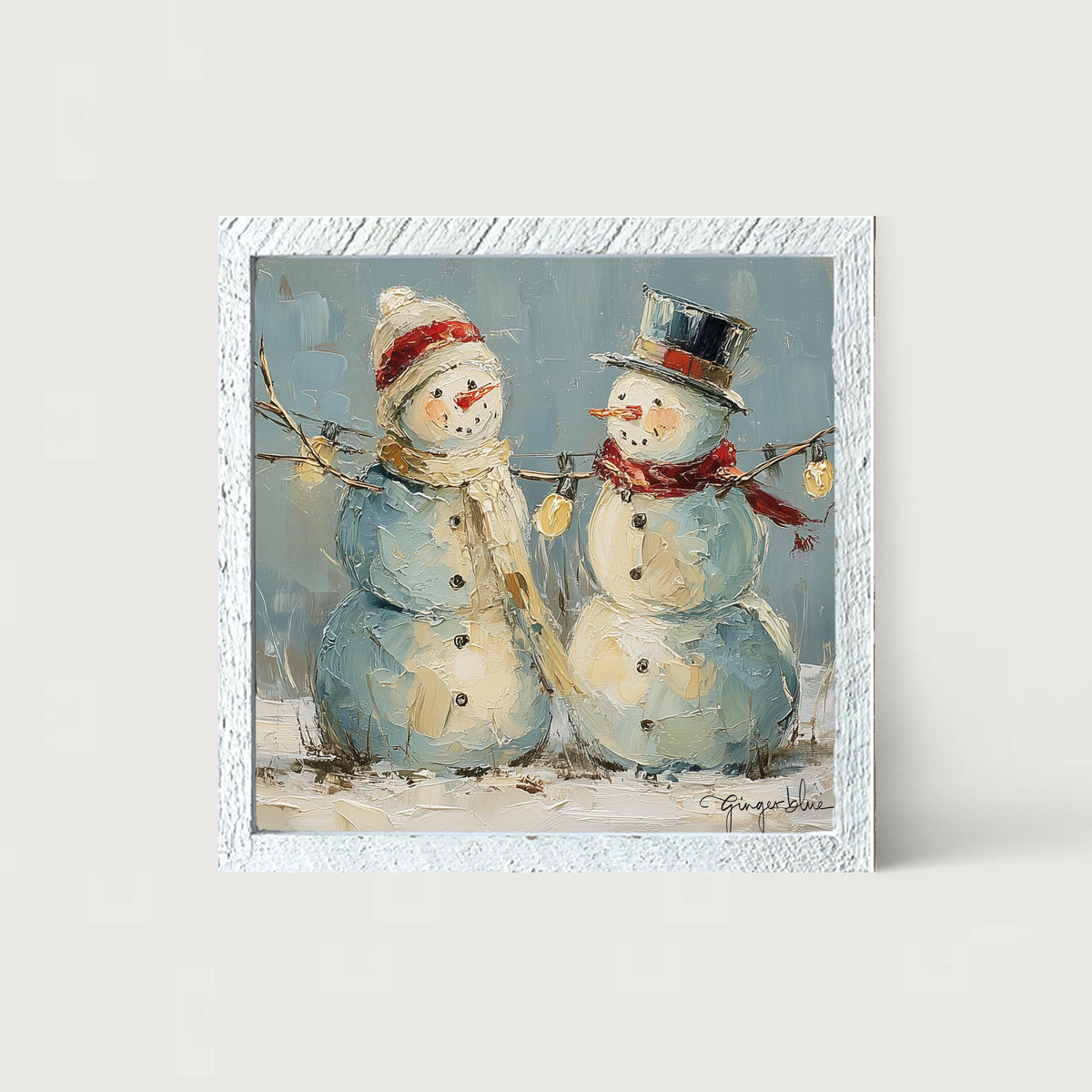 Two Snowmen - Framed Art
