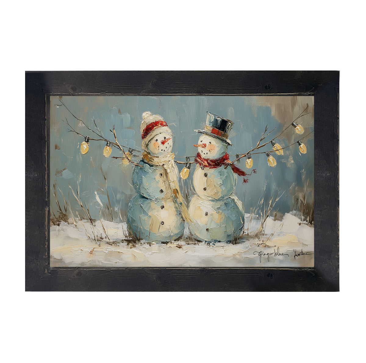 Two Snowmen - Framed Art