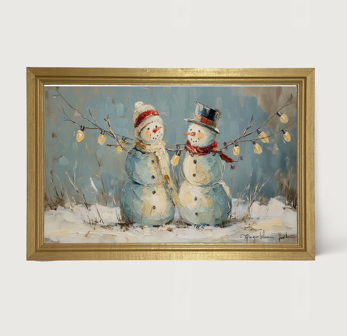 Two Snowmen - Framed Art