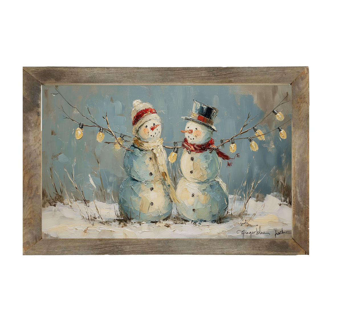 Two Snowmen - Framed Art