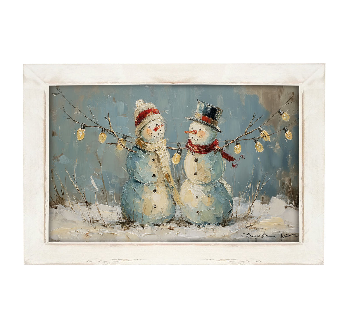 Two Snowmen - Framed Art