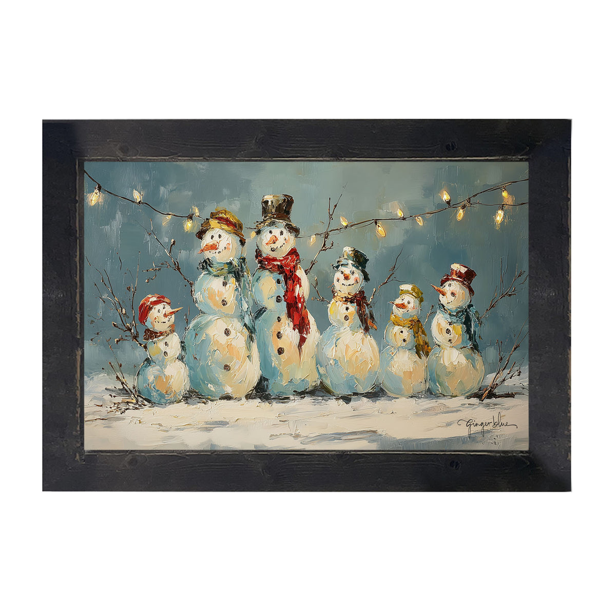 Six Snowmen - Framed Art