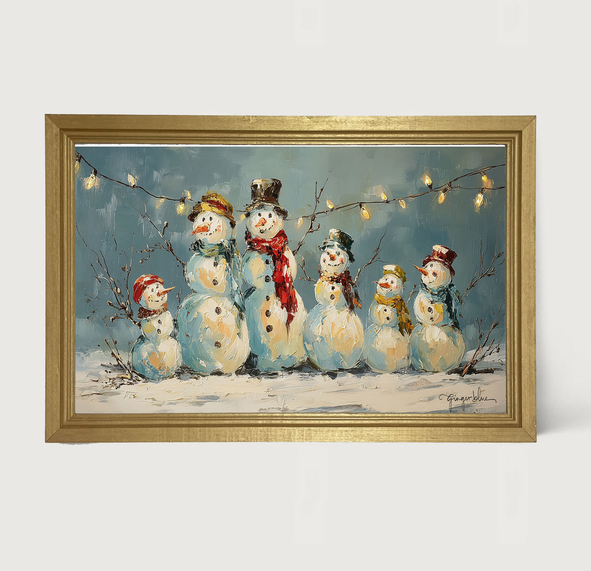 Six Snowmen - Framed Art