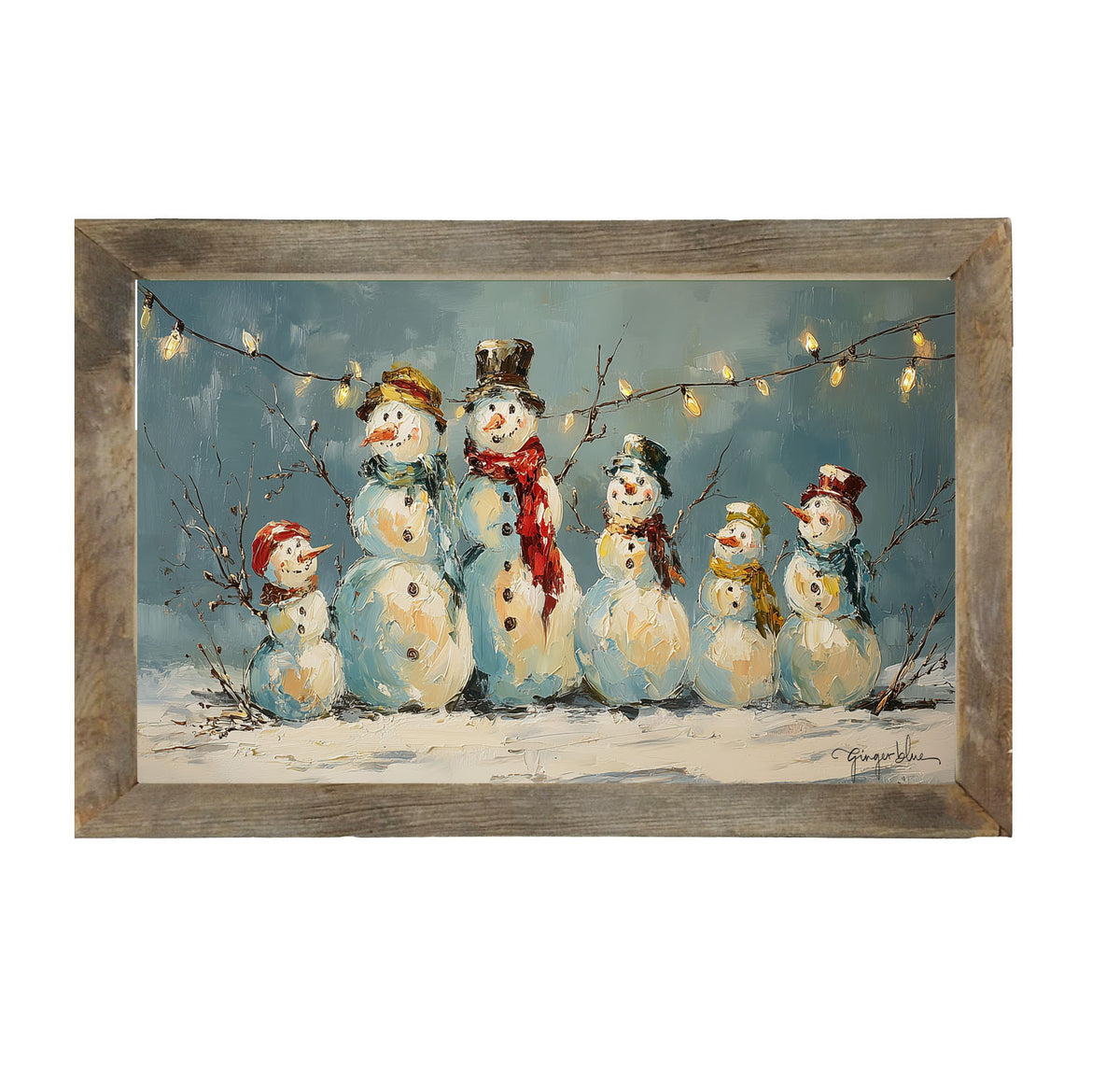 Six Snowmen - Framed Art