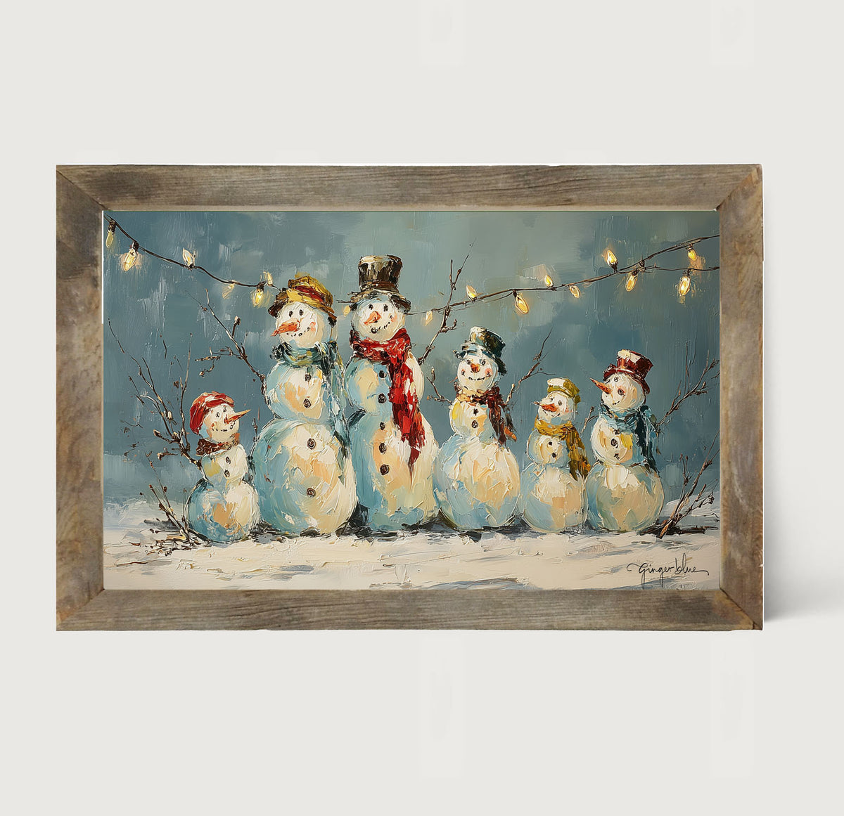 Six Snowmen - Framed Art