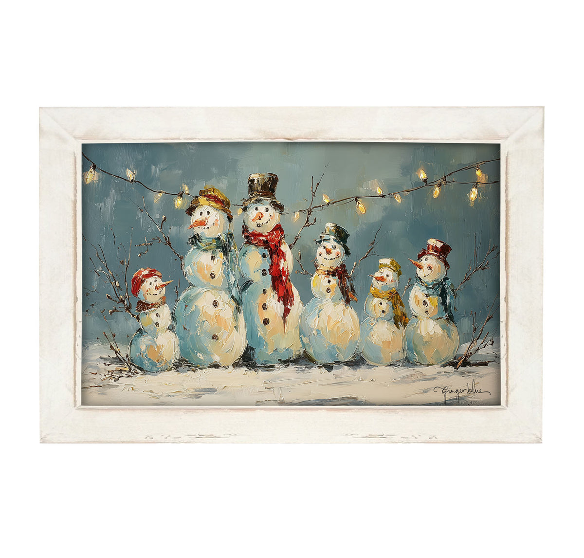 Six Snowmen - Framed Art