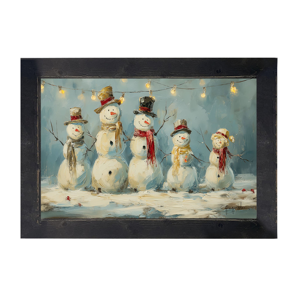 Five Snowmen - Framed Art