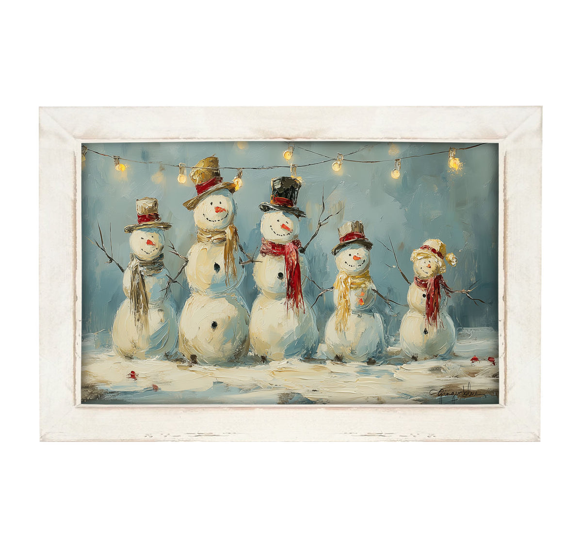 Five Snowmen - Framed Art