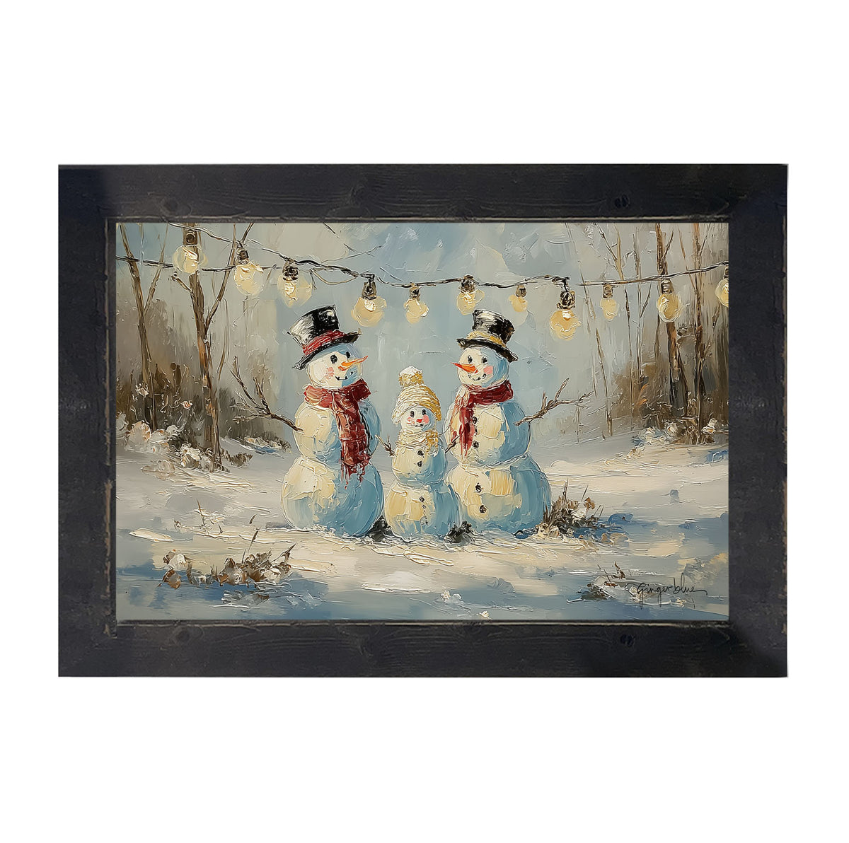 Three Snowmen - Framed Art