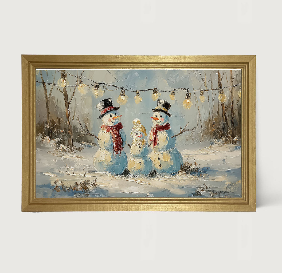 Three Snowmen - Framed Art