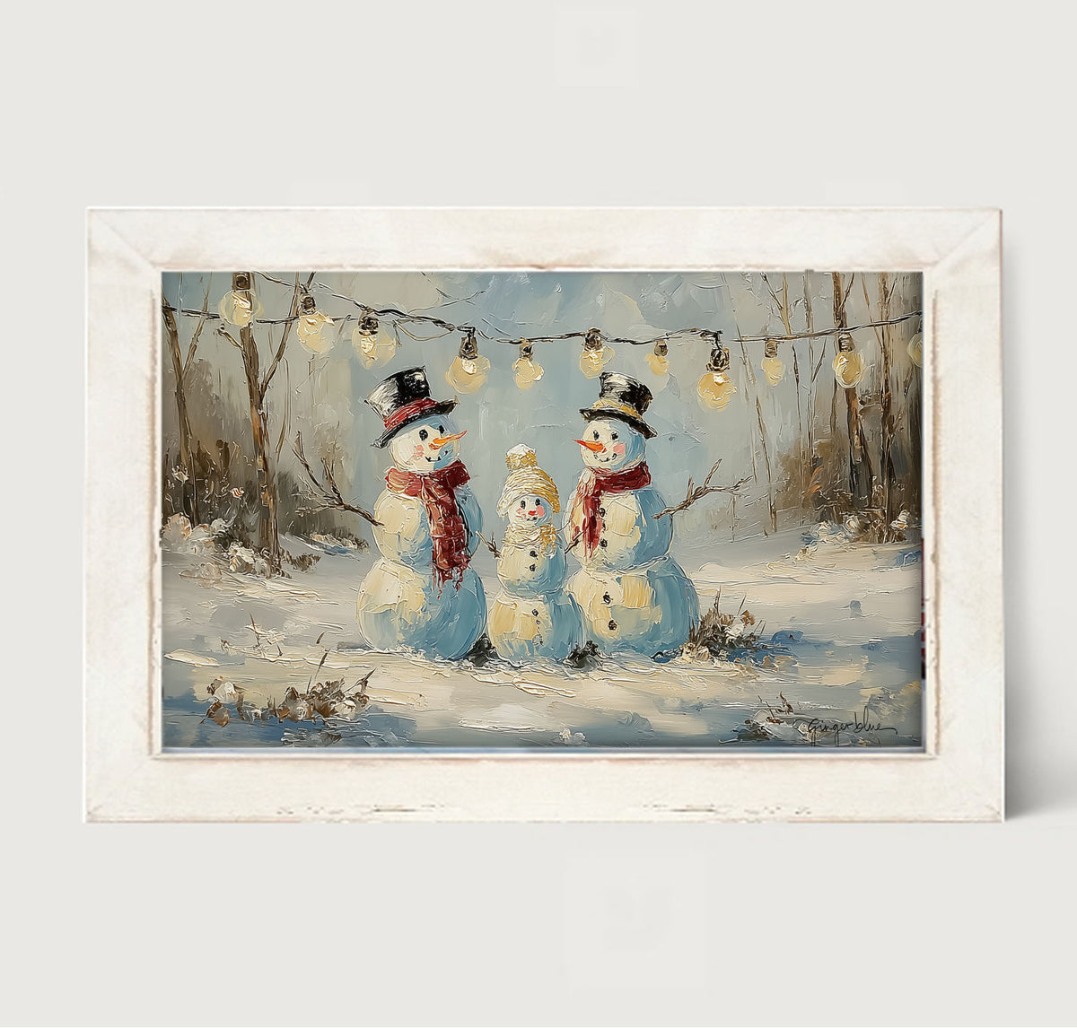 Three Snowmen - Framed Art