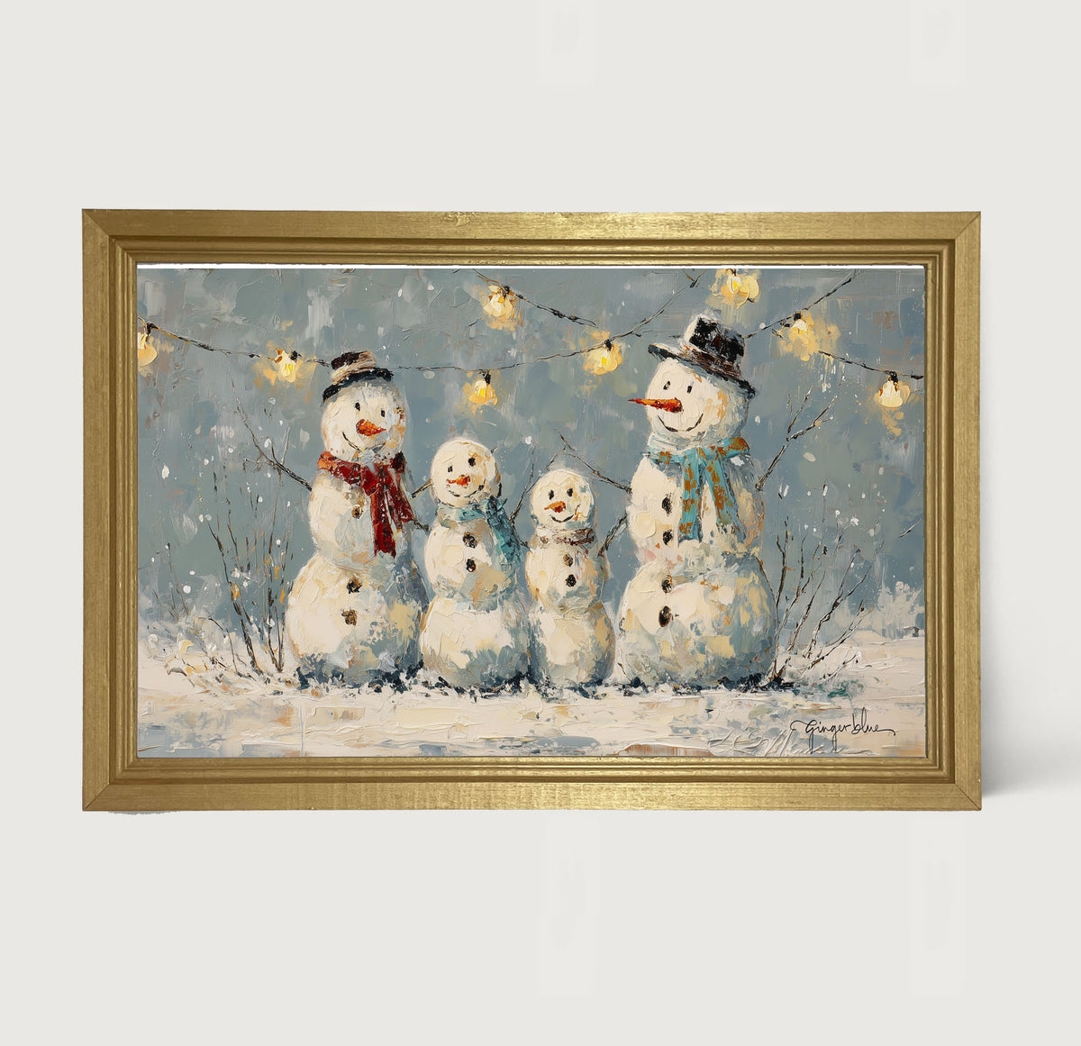 Four Snowmen - Framed Art