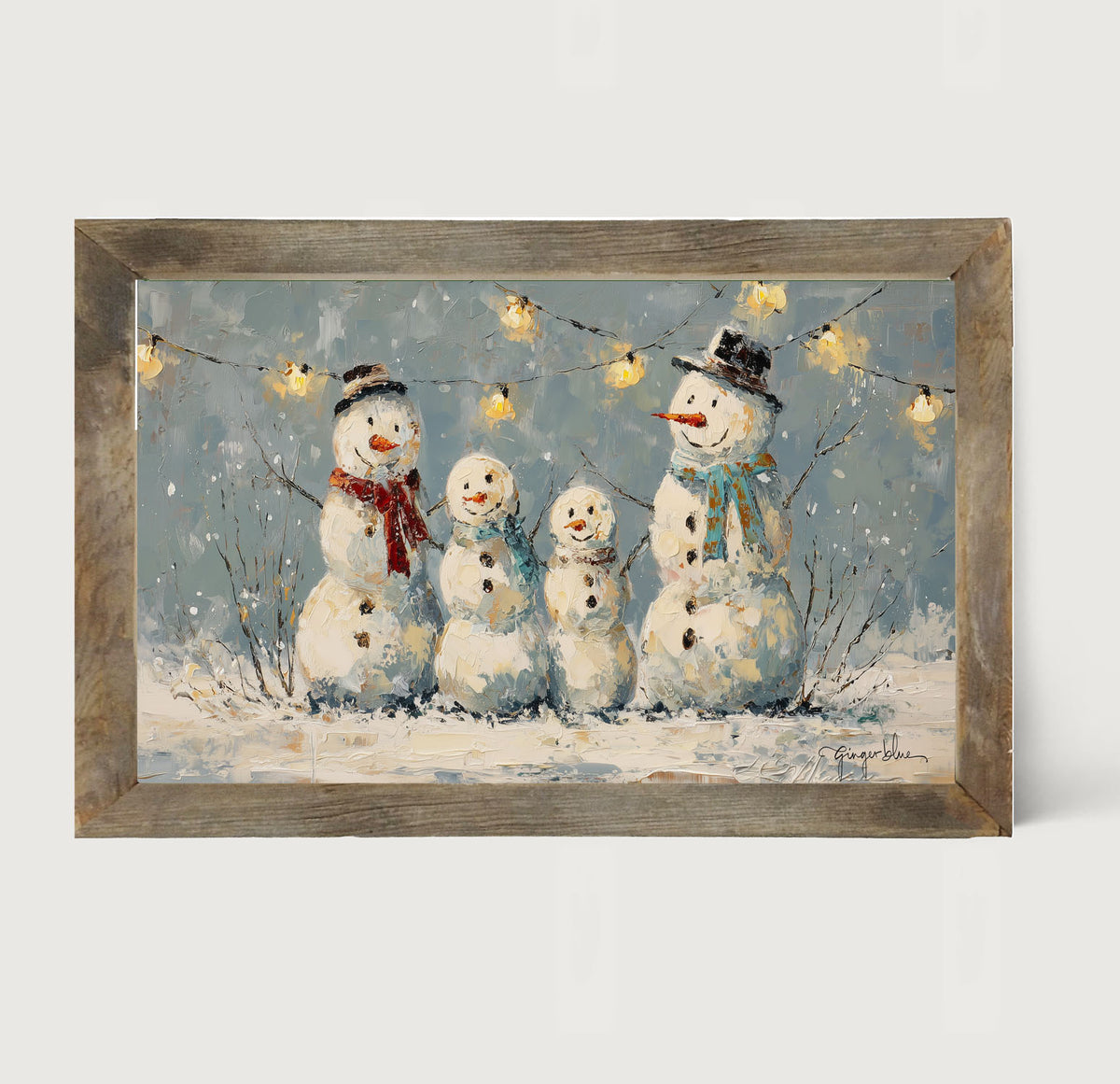 Four Snowmen - Framed Art