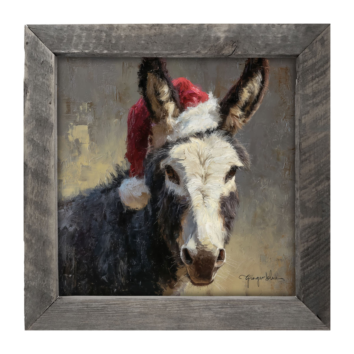 Santa Hat Donkey - Framed Art