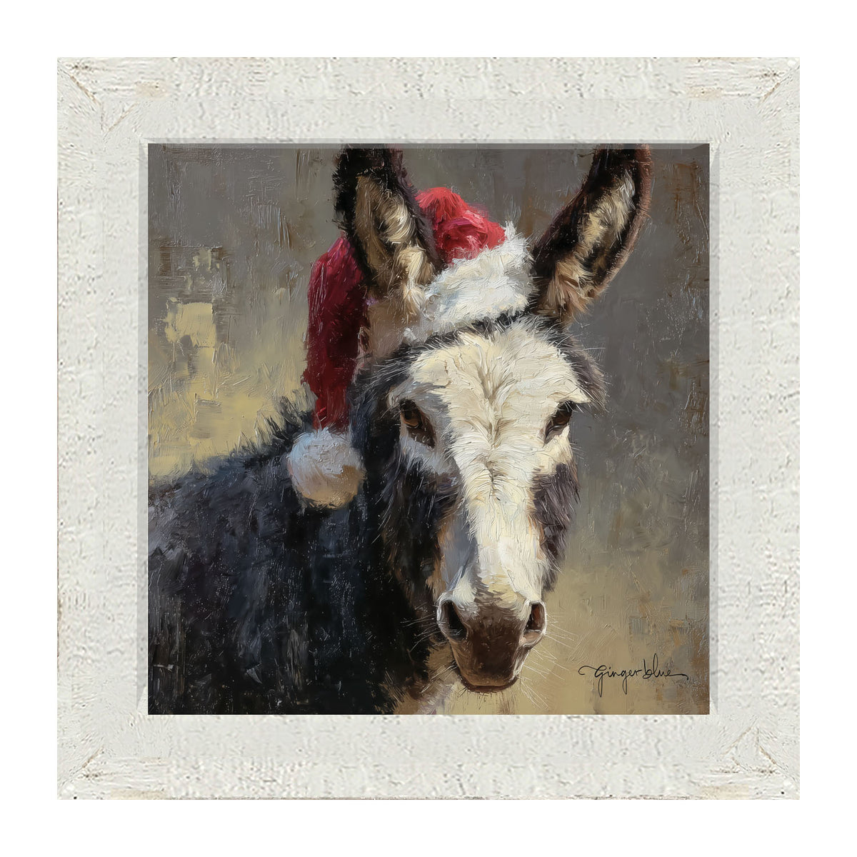 Santa Hat Donkey - Framed Art