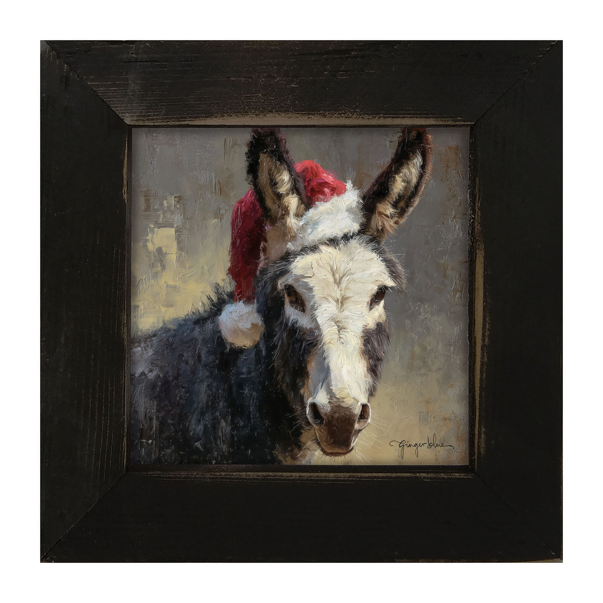 Santa Hat Donkey - Framed Art