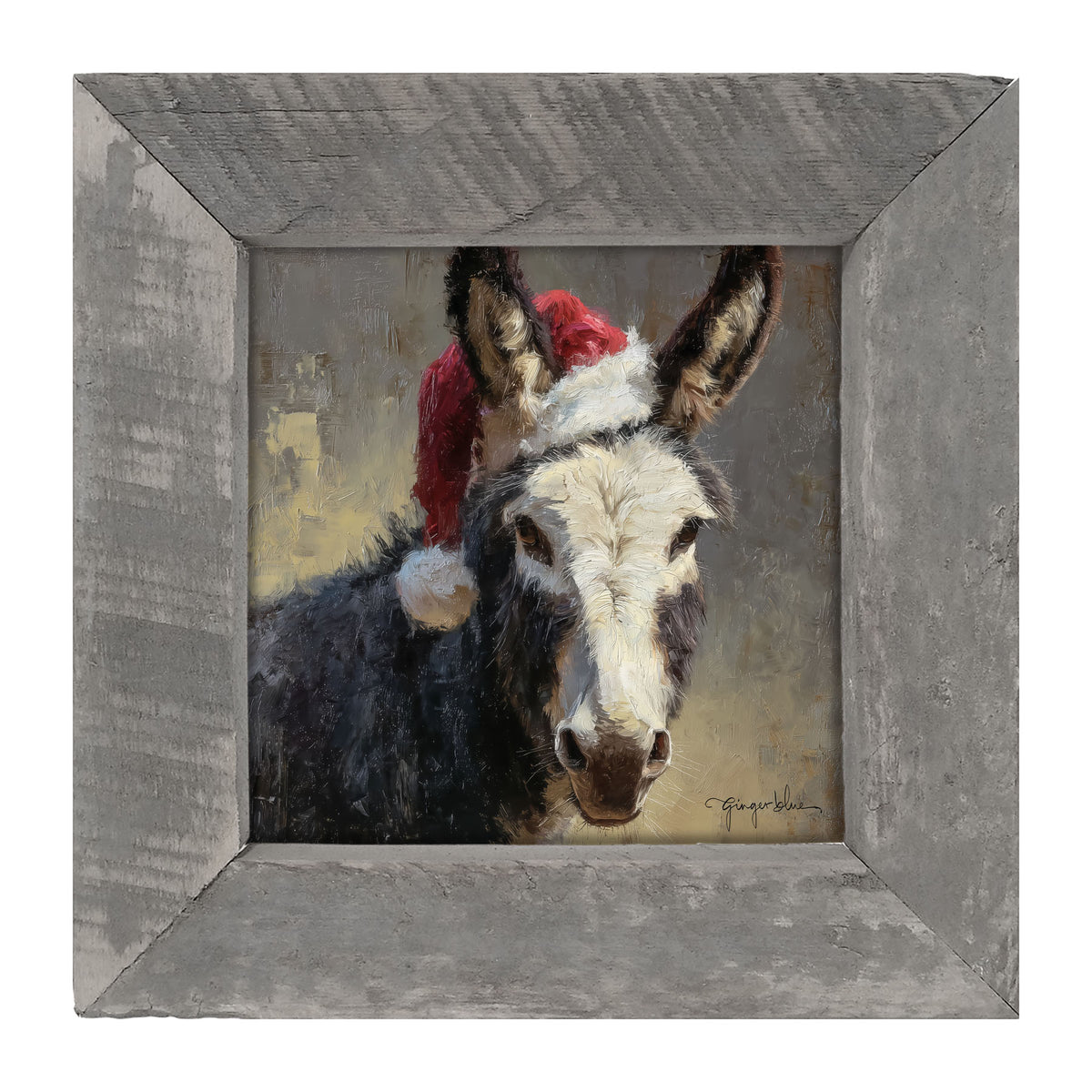 Santa Hat Donkey - Framed Art