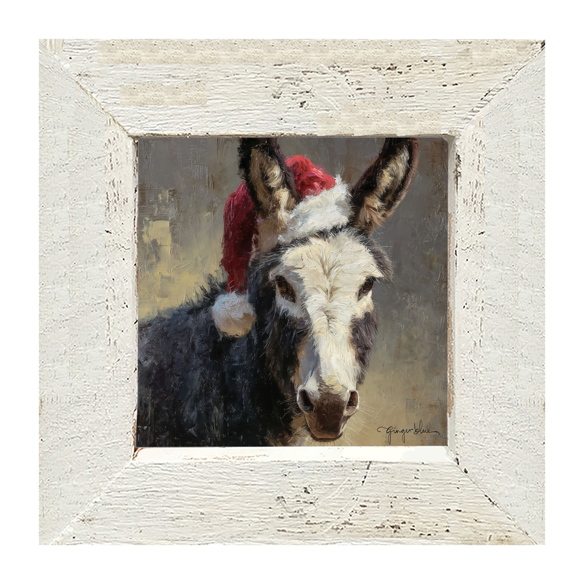 Santa Hat Donkey - Framed Art