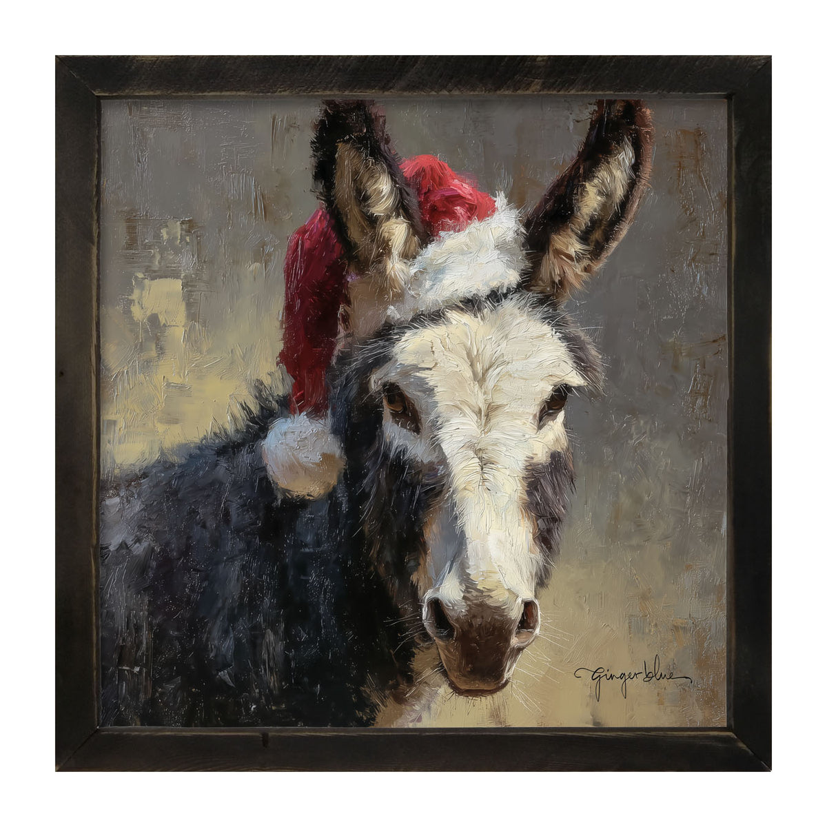 Santa Hat Donkey - Framed Art