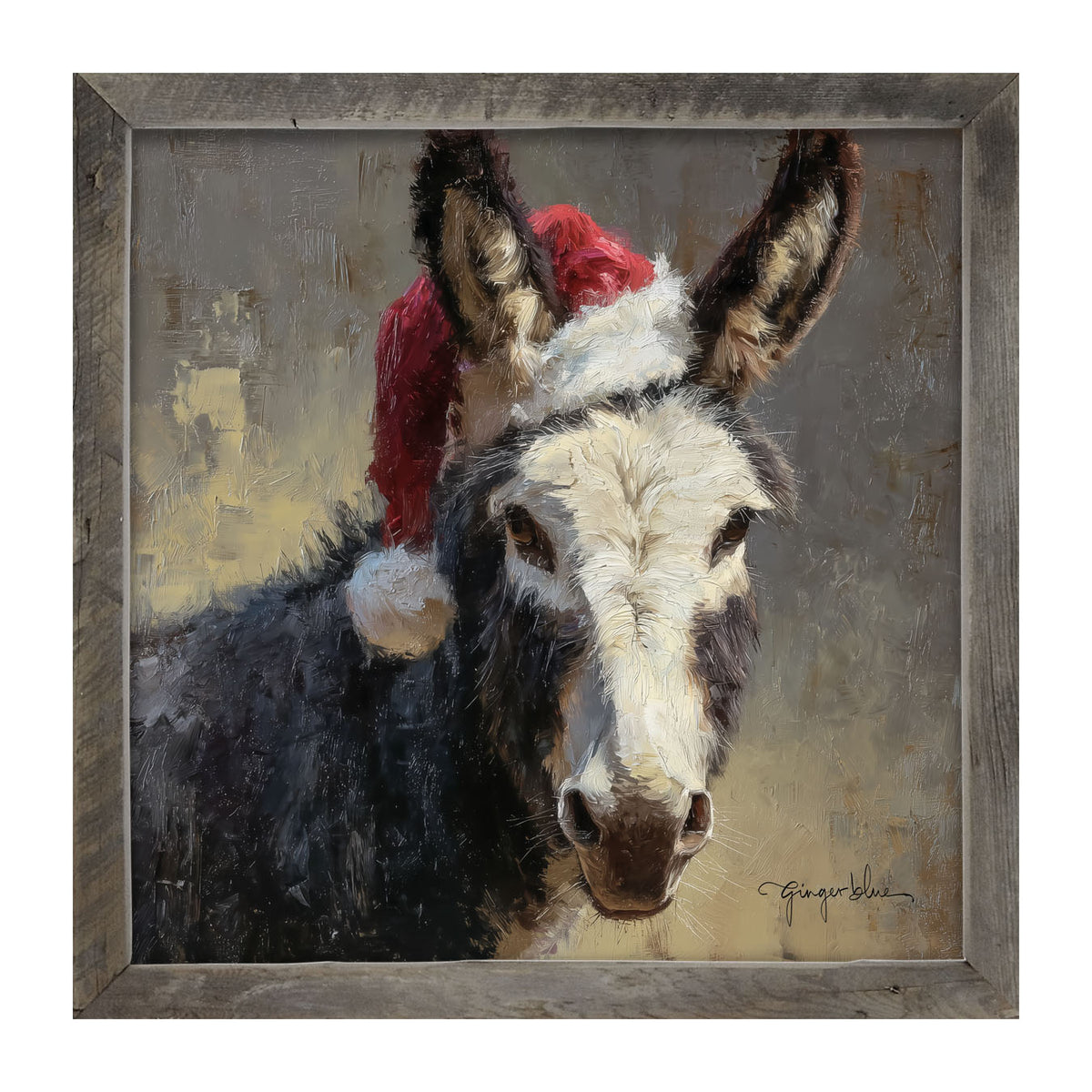 Santa Hat Donkey - Framed Art