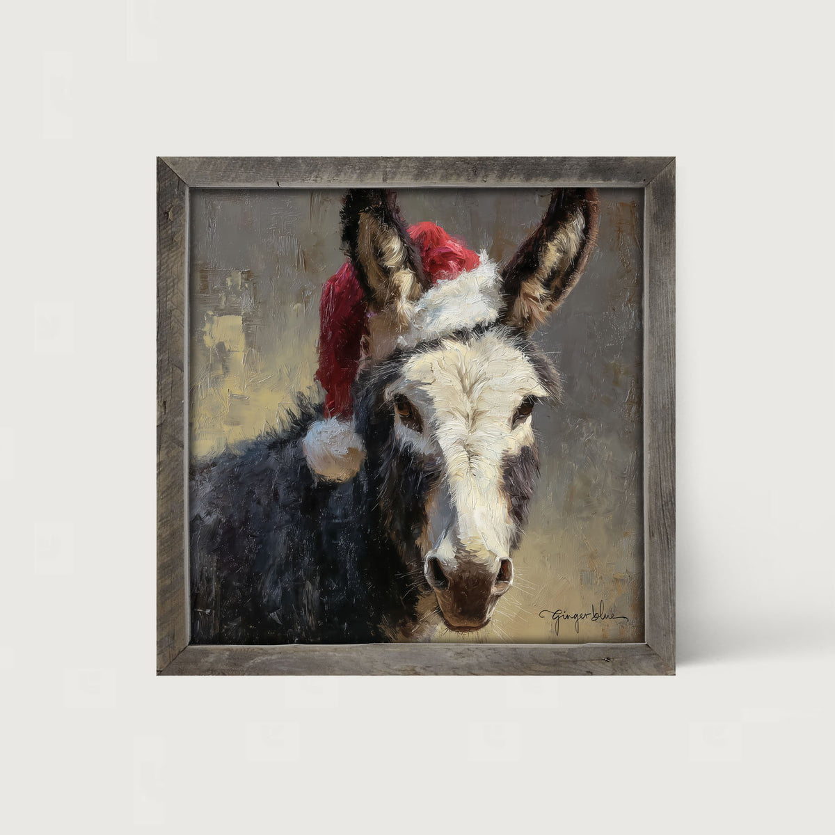 Santa Hat Donkey - Framed Art